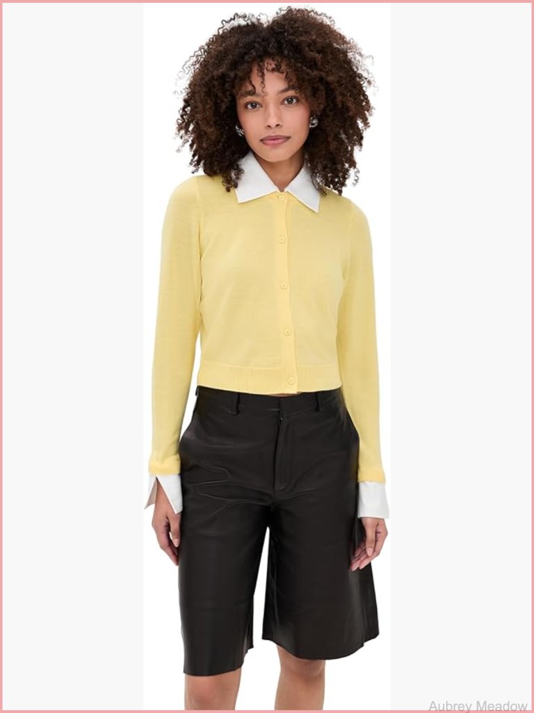 Lightweight Stretch Knit Cardigan With Removable Collar